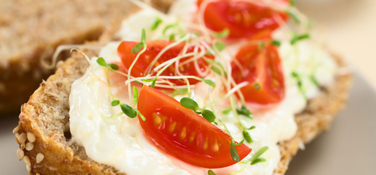 Alfalfa sprouts in an open sandwich