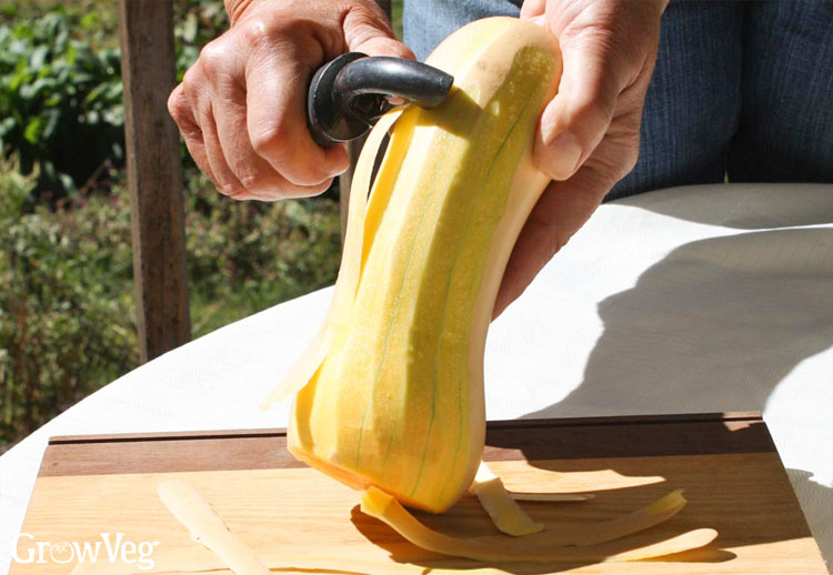 Peeling butternut squash