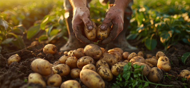 Harvesting potatoes