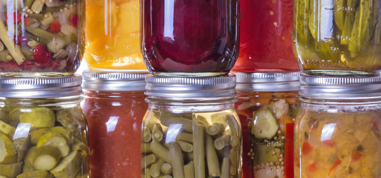Jars of vegetables